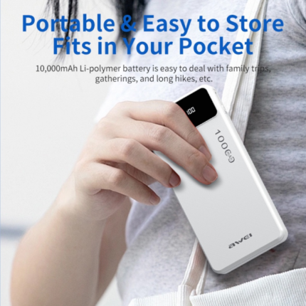 Awei P131K Mobile Powerbank 10000mAh with Charging Cables